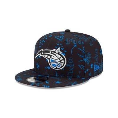 Black Orlando Magic Hat - New Era NBA Doodle 9FIFTY Snapback Caps USA0261983